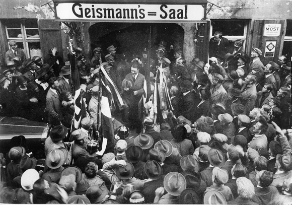 Adolf Hitler after his speech for the Deutschen Tag in Fürth's evangelist house